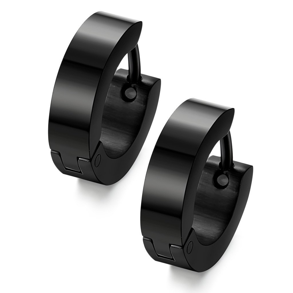 Evans Novapinnacle Jewelry Premium Huggie Earrings Black